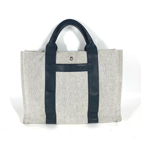 HERMES Sac Arne MM Bag Hand Bag Tote Bag Toile H / Leather Black/gray - Picture 1 of 15